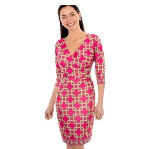 Gretchen Scott Designs Pink and Green Long Sleeve Dress